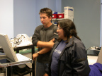 Dakota House with Ida Fiddler, Telehealth Coordinator for Keewaywin, observing telehealth equipment in action!