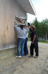 Angie, Cal and Ron drilling in the mount.