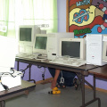 The computer lab in the library room.  This is where the indoor unit and router will be located.