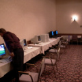 Harvey Yesno setting up the Internet Cafe
