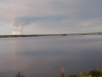 This picture was taken from two angles, one to the left side across the lake.