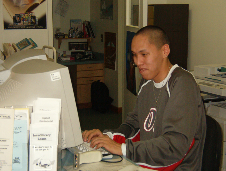 Program Co-ordinator, at the CAP site at the library, in, Iqaluit, Nunavet.
His name...  Eepeebee Lyta