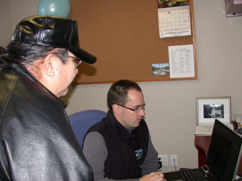 Raymond Mason, Chief of Keewaywin with Kevin Houghton.