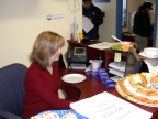 Carmen McFatridge at her desk on the Telehealth floor.