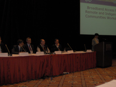 The first panel for the Broadband Access in Remote and Indigenous Communities Workshop at the APEC gathering