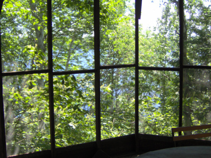 From inside the gazebo looking towards the lake