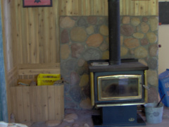 The wood stove from the living room