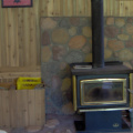 The wood stove from the living room