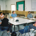 CWIRP team discusses Lac Seul Wireless Network with David Gordon (Chief) and Grace Strang (Councillor), Frenchman's Head, Lac Se