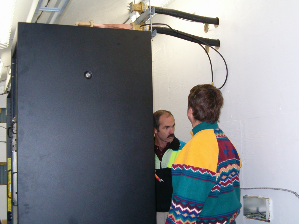 Dan and Adi examining the cable trays and the set up for the SSPA