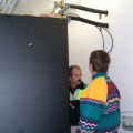 Dan and Adi examining the cable trays and the set up for the SSPA