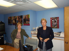 Jane Brooke and Anne Miller of Cisco Systems Networking Academy visit Keewaytinook Okimakanak's K-Net office in Sioux Lookout (S