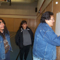 Here Edwin Meekis and Victoria Kakegamic watching Dusty write in the names
