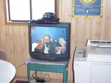 The first video conference from the Bandoffice. This is still going over the 384kbps SDSL line because the cable system is not o