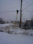 November 7, 2001 at 12:10PM. Snow is falling in Deer Lake.