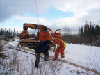 Attaching the pole to the boom.