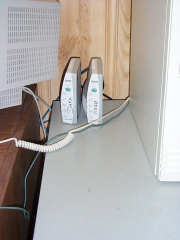 The cable modems at the band office. The video conferencing unit runs on its own cable modem to ensure quality of service and gu