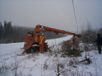 A hole for a new pole is being drilled.