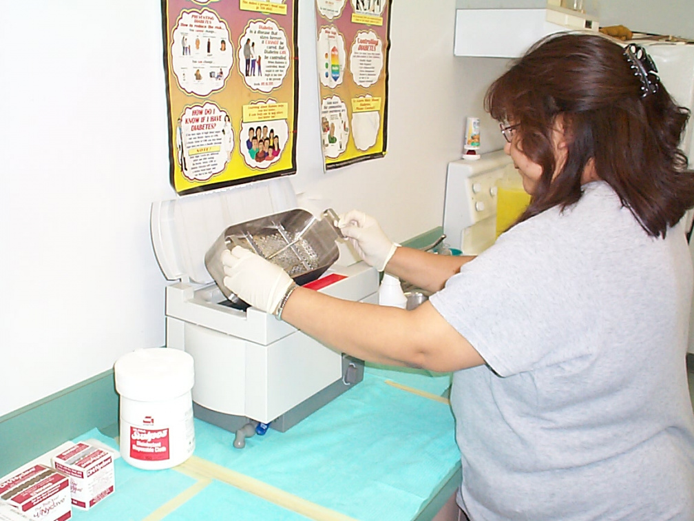 As you can see this is Brenda Dunsford getting the dental equipment sterilized.
