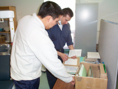 And here is Jason with Dennis making sure that he writes down his medical history, and filling in forms before he gets seen.
