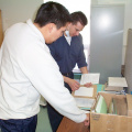 And here is Jason with Dennis making sure that he writes down his medical history, and filling in forms before he gets seen.
