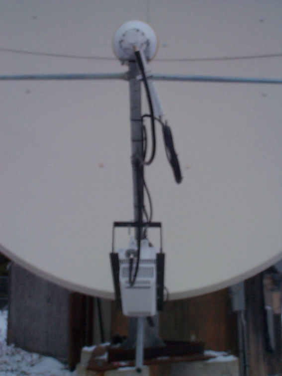 The base for the dish was used by the former TVO dish and contributed by TVO along with the use of their cabin for the equipment