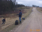 Ray Stewart and Archie Meekis working on their area of the road.