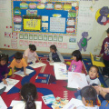 The K-4's drew pictures of themselves cleaning up.