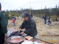 Alvina Fellowes preparing the fish for the cooks