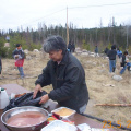 Alvina Fellowes preparing the fish for the cooks
