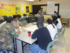 The E Centre Staff and a few community members are quite attentive to the Presentation that was done by Ricardo