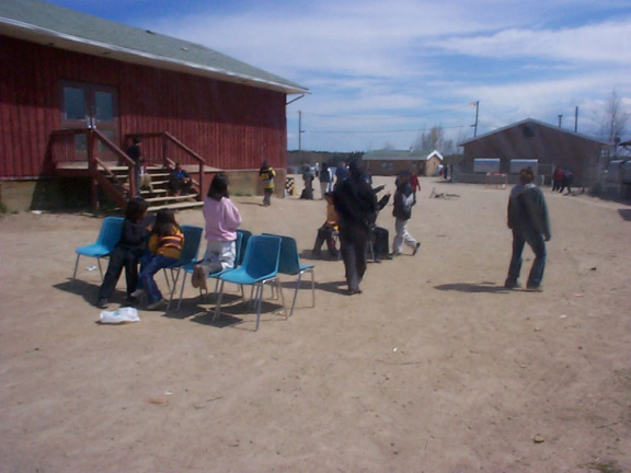During the afternoon, we had games for the kids over at the school grounds. Here the kids are playing musical chairs. Even one o