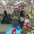 David Meekis, Education Authority member, passed out all the gifts.