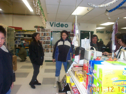 Darlene Meekis (Native Language teacher) and Deanna Meekis (K-4 teacher) grab a quick bite during lunch.