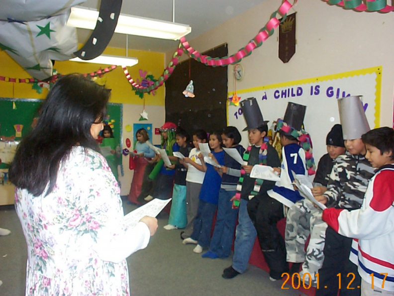 The Grade 6 class led by Darlene Meekis performed Silent Night in Oji-Cree.