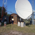 From Shibogama's office we walked up to the Sioux Lookout water tower, C-Band satellite earthstation providing the connections f