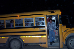 And here we have our trusty old bus ready to pick up the community members to the airport