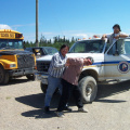 Our Keewaywin Chief puts a head lock on our Ecenter manager Raymond Mason
