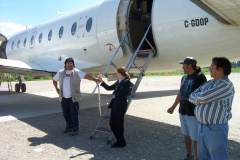 And here we have the stewardess talking to our security personel William Kakegamic
