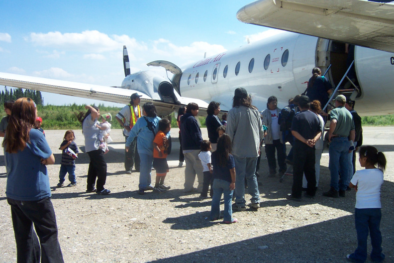 People are just getting on the plane
