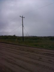 About 10:30AM a gravel truck tore through the hydro line serving the Fort Severn Airport. This mishap caused a power outage for 