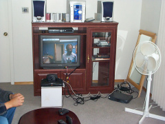 Testing the Polycom SP video conferencing unit via a cable modem.