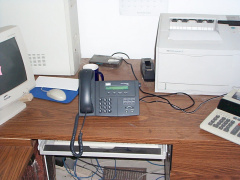 The ip phone in it's new home at the Northern Chiefs office in Fort Severn.