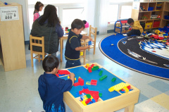 Dwight and Darius at the Lego table.