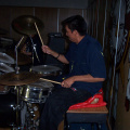 The drummer for the Evelyn Kg. Band.