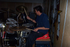 The drummer for the Evelyn Kg. Band.
