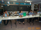 The lady with the green wrapped present that is Mrs. Green of Keewaywin. Pauline Kakegamic