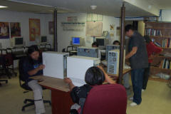 And here we have Blue Mason teaching the students the how to clean the inside of the computers