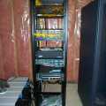 The rack with the network equipment that makes the fiber "tick".