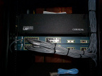 The two Cisco 3524 switches connect each location in town via their own VLAN.